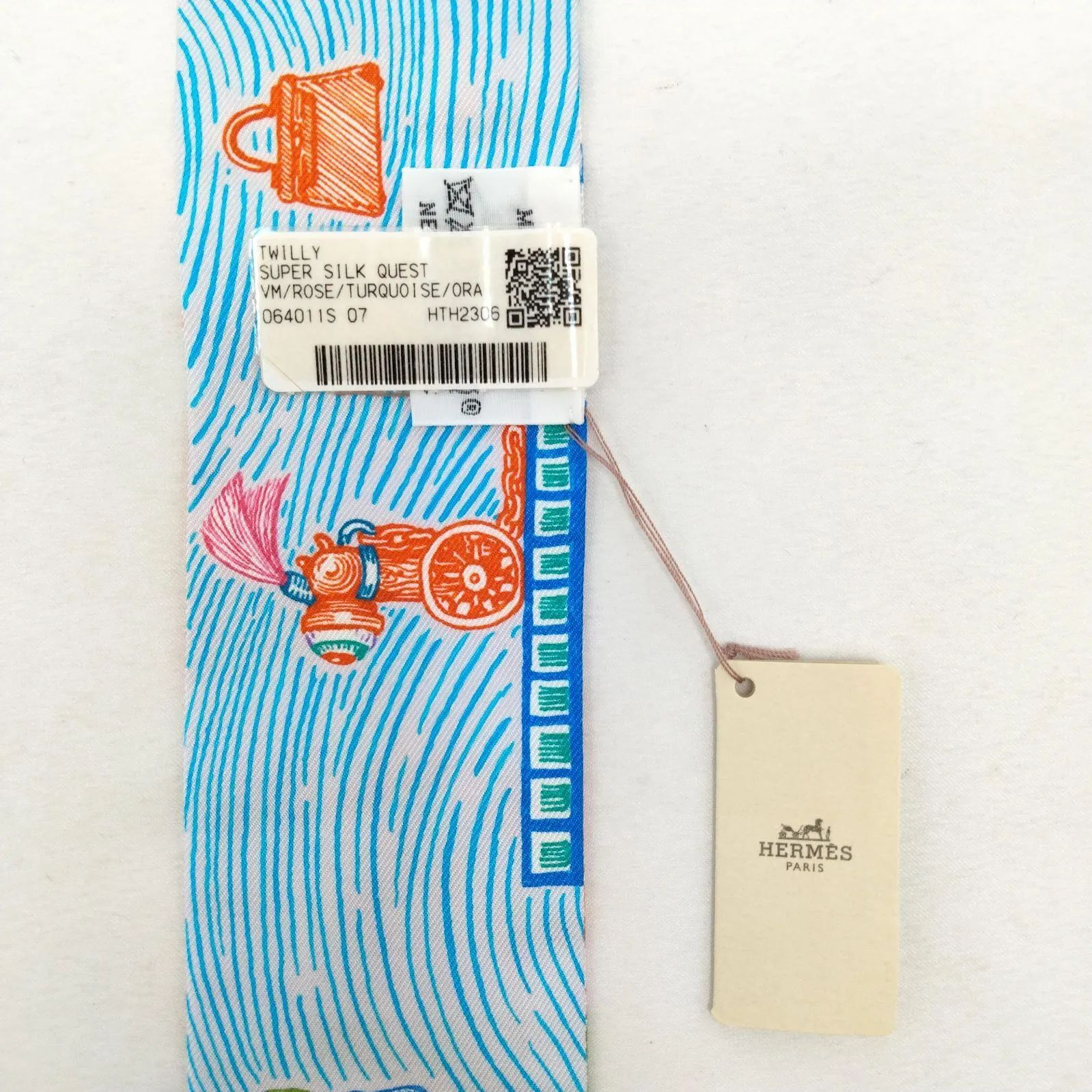 エルメス　ツイリー　スーパーシルククエスト　ローズ　ターコイズ　オレンジ　新品 楽天市場】HERMES エルメス ツイリー “スーパーシルククエスト