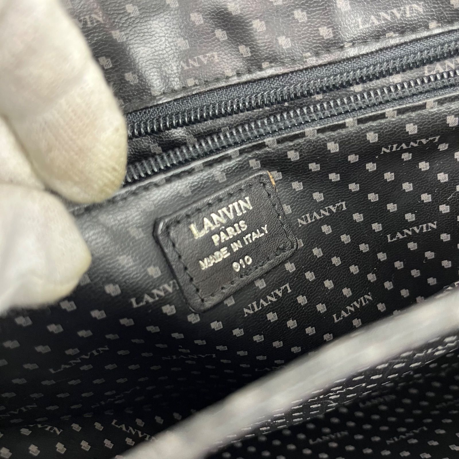 LANVINランバン　レザー　トートバッグ　ショルダー　ブラック 163 大容量 LANVIN ランバン トートバッグ 肩掛け レザー 大容量 ブラック