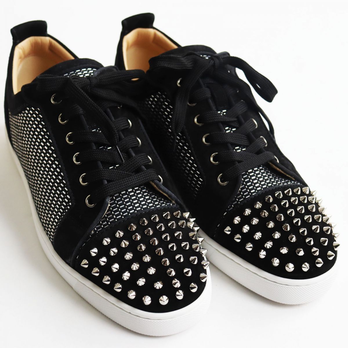 未使用品○クリスチャンルブタン LOUIS JUNIOR SPIKES ORLATO FLAT/ルイスジュニア 1210852 スパイクスタッズ スニーカー  黒×銀 44 伊製 - メルカリ