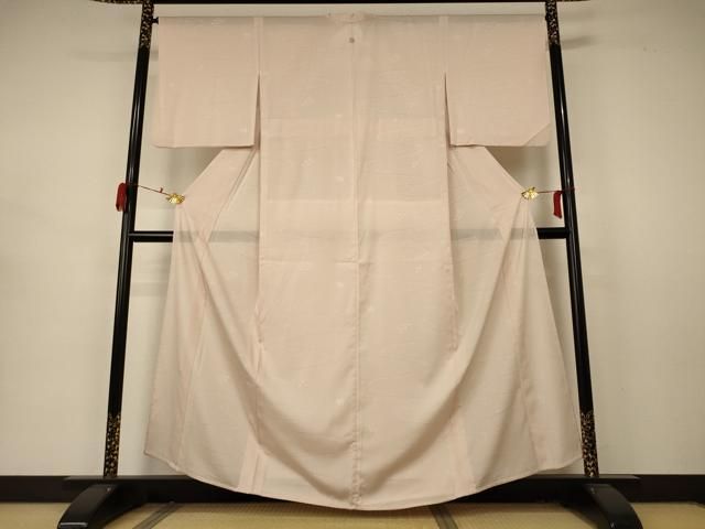 平和屋着物＊夏物 色無地 絽 流水舞葉文 肌色 正絹 AABA9439jd
