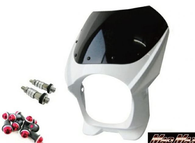 MADMAX 180φ ビキニカウル ホワイト M8取付 +スクリーンボルト レッド付属 （M8-DZY2A-W-R)  MAD MAX マッドマックス 赤色