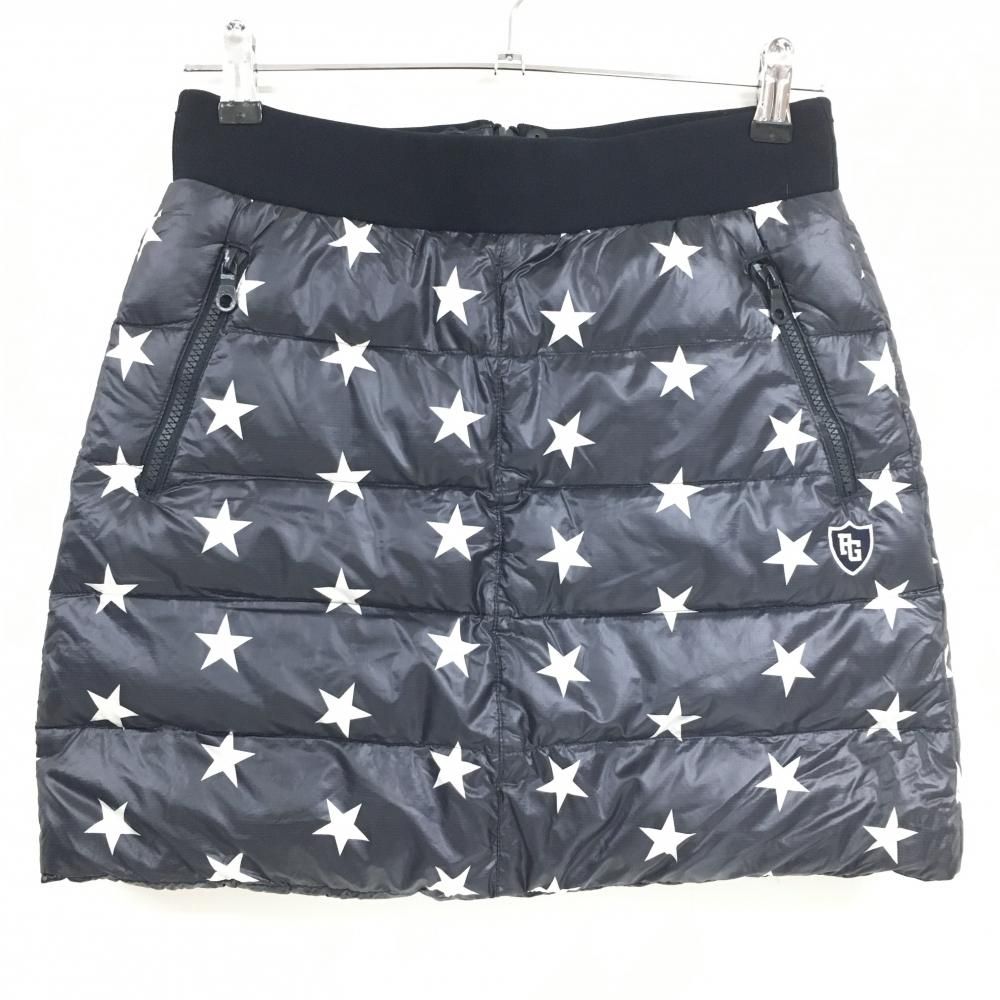 パーリーゲイツ リバーシブルダウンスカート ネイビー×白 星柄 裏無地
