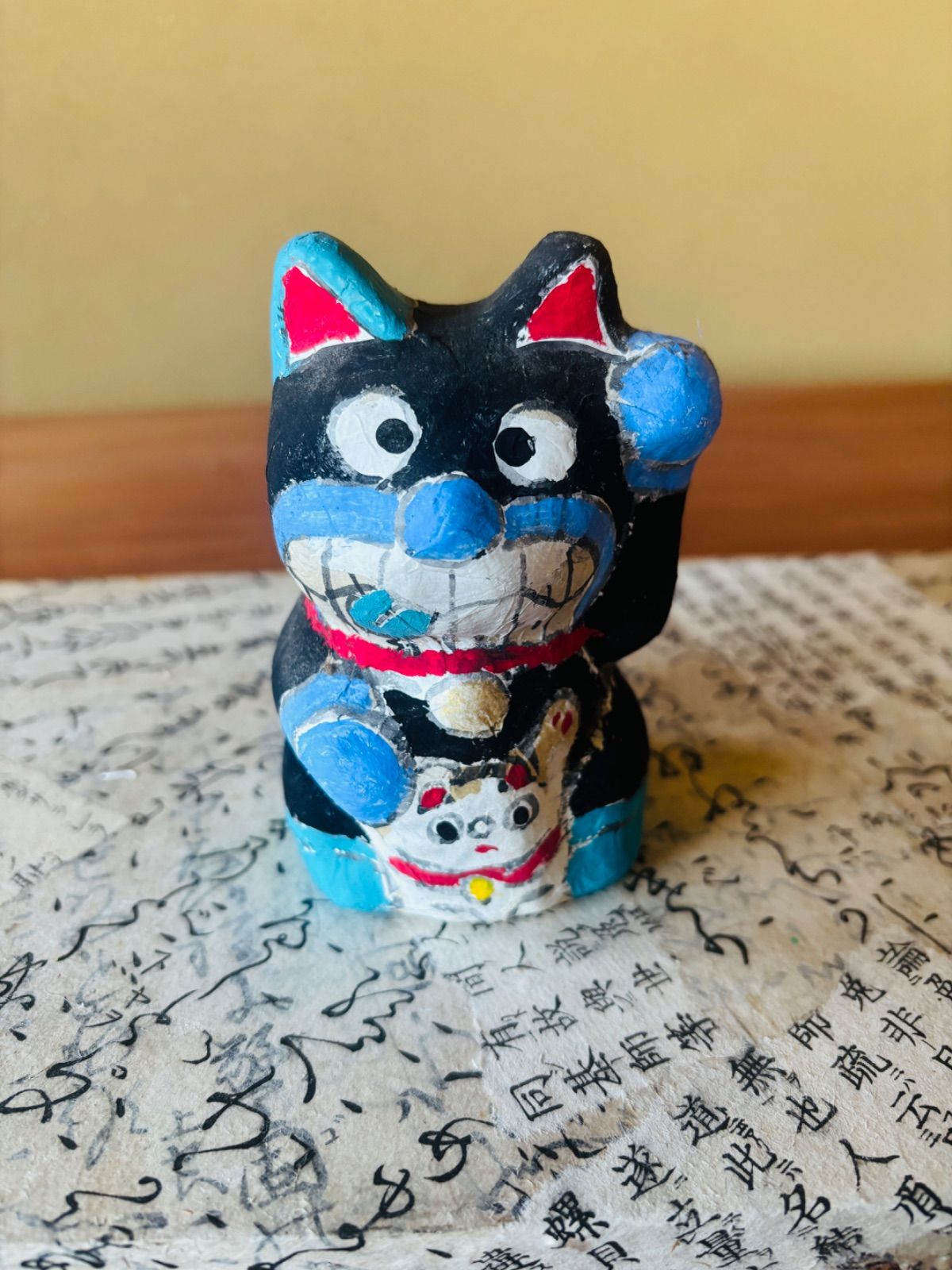 一点物】開運 招き猫 スワロスキー 一点物】招き猫 貯金 開運 黒猫