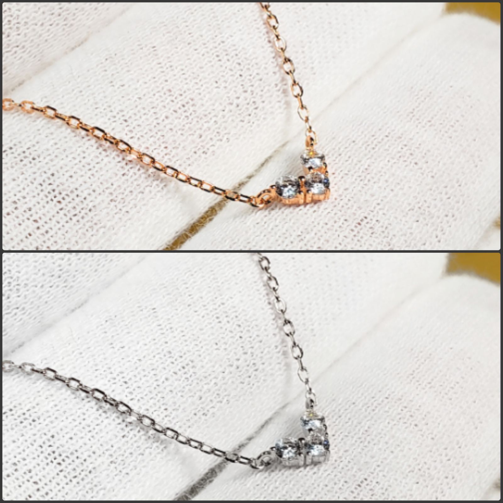 056N④【3粒ダイヤハート】ネックレス　小　S925　華奢　プラチナシルバー 056Nd【3粒ダイヤハート】ネックレス 小 S925 華奢 プラチナシルバー