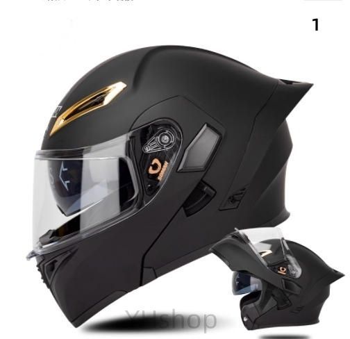 シールド2枚付きフルフェイスヘルメット ダブルレンズ 大型リアスポイラー 通気システム バイク用ヘルメット インナーバイザー付き 男女兼用 Sサイズ