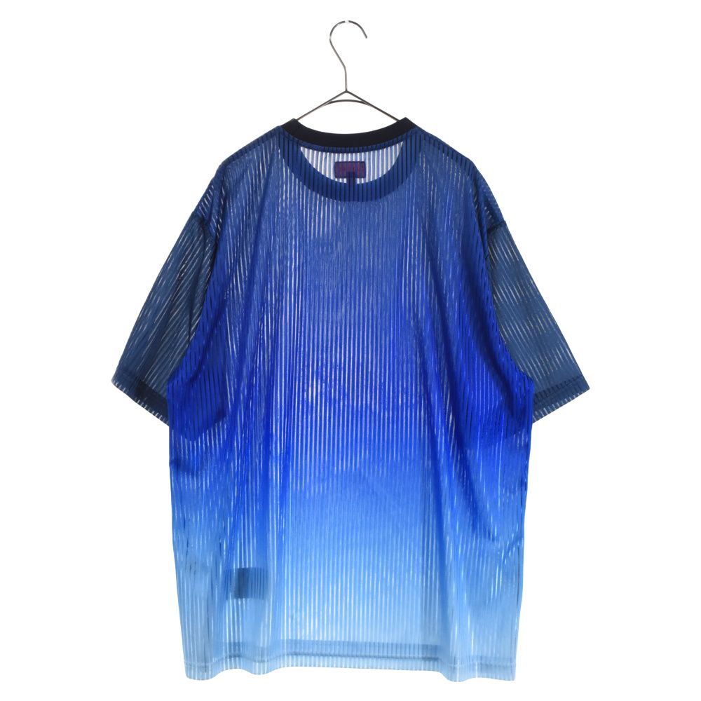 SUPREME (シュプリーム) 23SS Gradient Mesh Stripe Jersey グラディエントメッシュストライプジャージトップ  ブルー 半袖Tシャツ - メルカリ