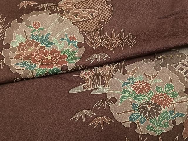 平和屋着物▽訪問着　単衣　雪輪草花文　正絹　逸品　AAAV2773fy 平和屋着物▽訪問着 単衣 雪輪草花文 正絹 逸品 AAAV2773fy - メルカリ