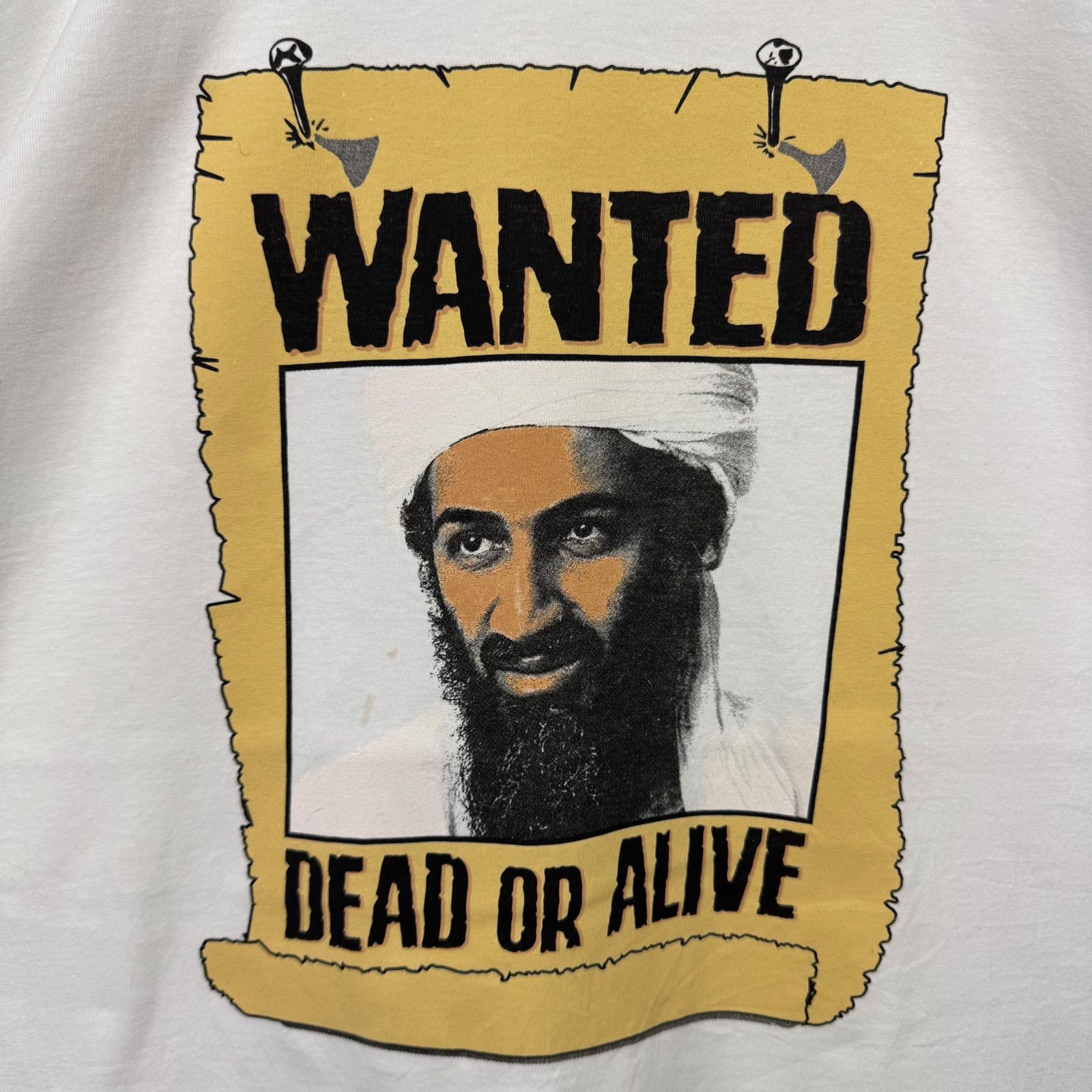 90s vintage Bin Laden WANTED DEAD OR ALIVE Print T-shirt Tee USA製 