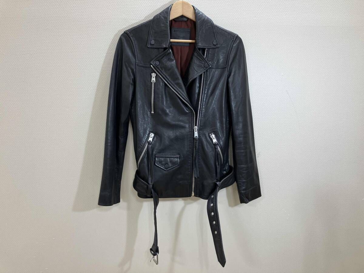 ALL SAINTS ダブルライダース ライダース レザージャケット 革ジャン シープレザー アウター 黒 S