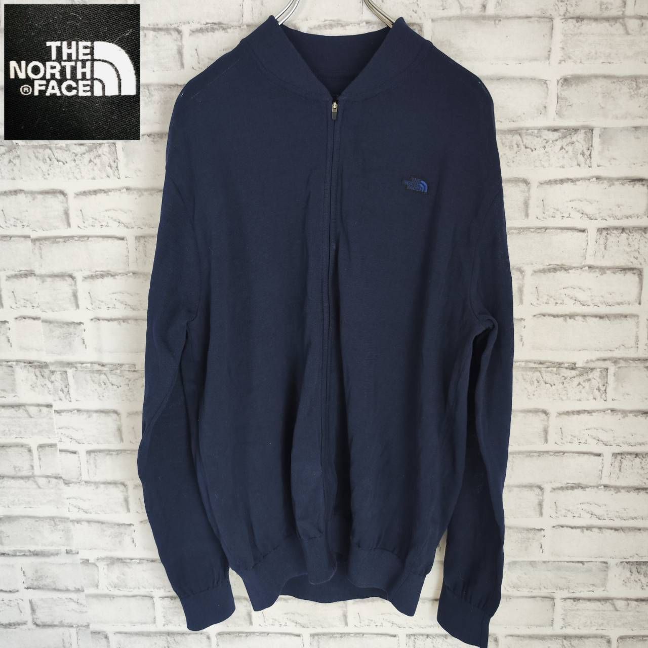 ノースフェイス THE NORTH FACE フルジップニット ネイビー 薄手 XL 
