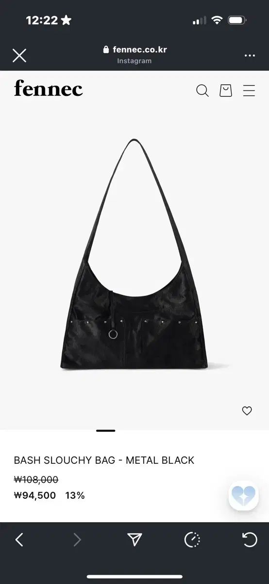 Fennec フェネック バッシュ だらだらした バッグ メタルブラック DECORATOM_COM_BR