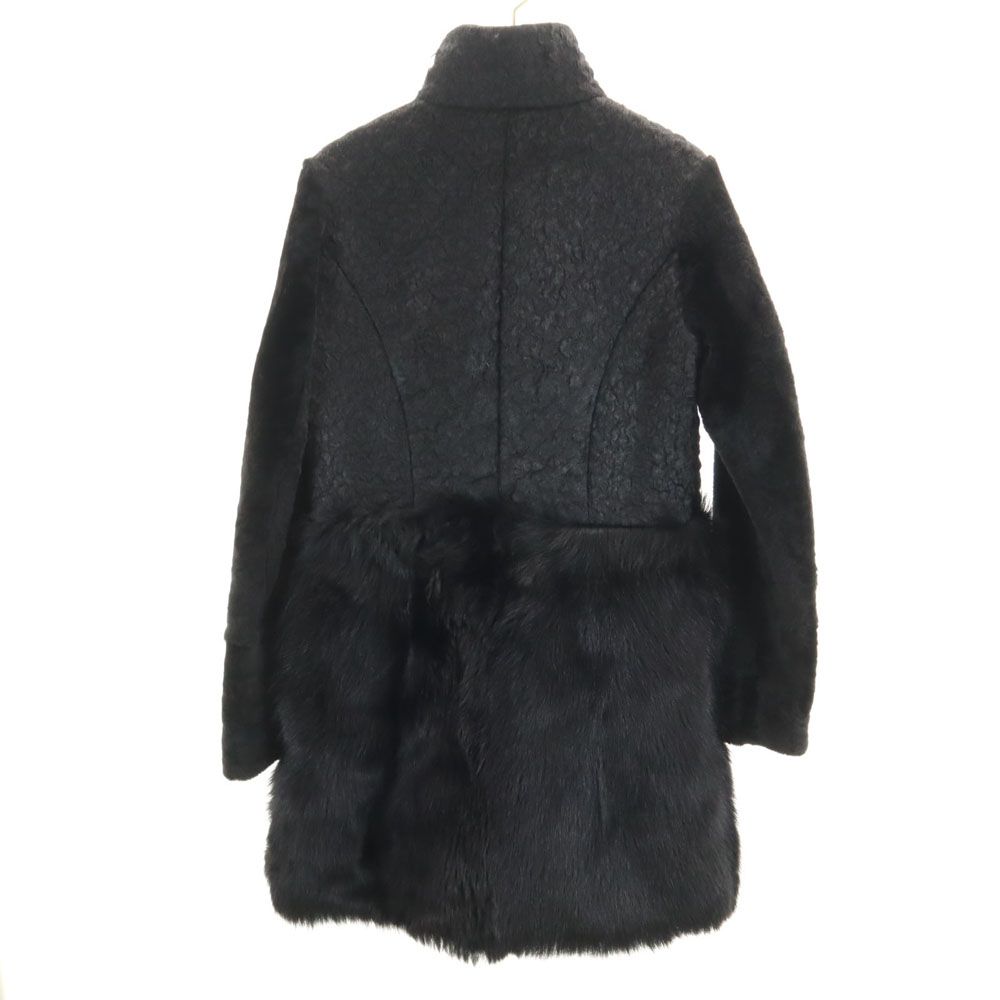 ドローム イタリア製 フェイクファー コート XS ブラック DROMe  