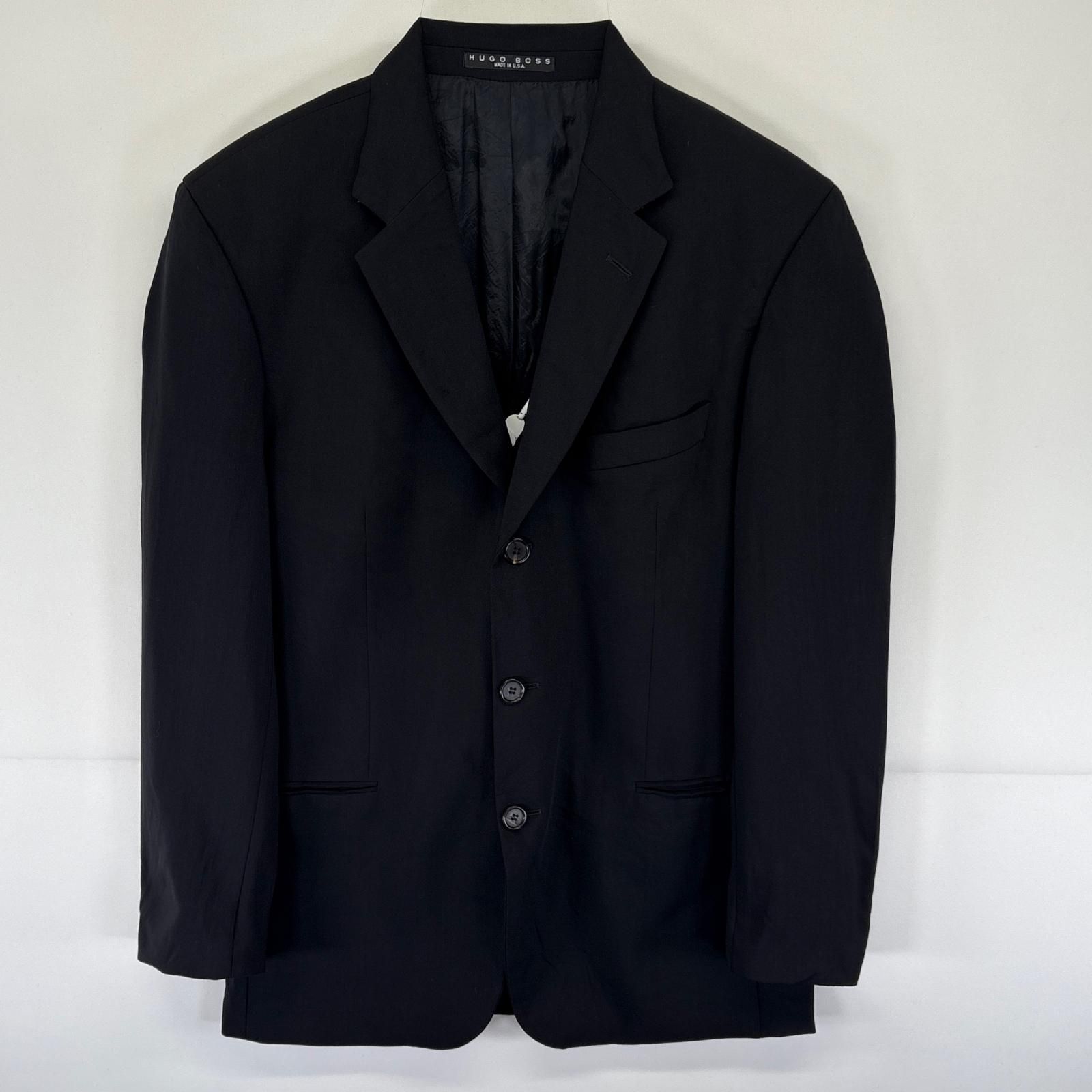 【新品・未使用】HUGO BOSS テーラードジャケット 大きいサイズ XL 黒 古着 ヒューゴボス HUGO BOSS USA製 テーラードジャケット