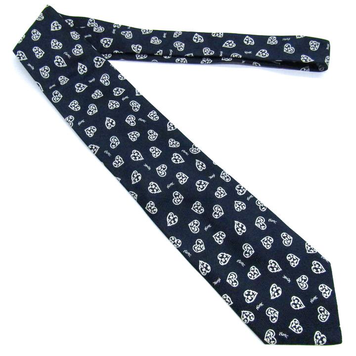 イヴ・サンローラン ブランド ネクタイ YSL ロゴ ハート 小紋柄 シルク