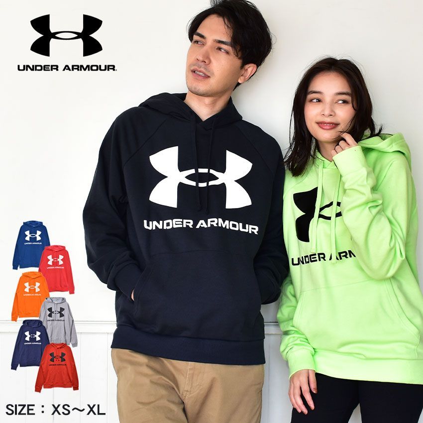 アンダーアーマー パーカー 1357093 メンズ UA ライバル フリース ビッグ ロゴ UNDERARMOUR カラー:08.レッド×ブラック 品番：2291-0137