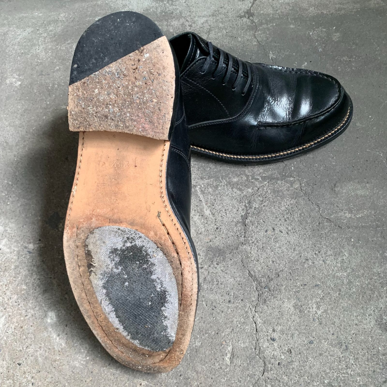 COMME des GARCONS HOMME レザーシューズ Uチップ 内羽根 ブラック 