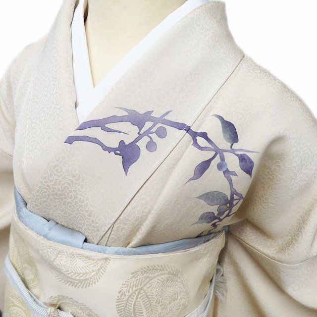 付下げ 付け下げ 訪問着 着物 正絹 袷 作家物 落款 植物文様 地模様 蒸栗色 多色 身丈157cm 裄66cm M きもの北條 A1282-11