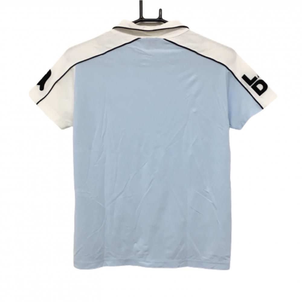 【美品】アルチビオ ARCHIVIO ハートロゴ シャツ 38 Mサイズ 超美品】アルチビオ 襟付き半袖シャツ ライトブルー×白 袖ロゴ ハート