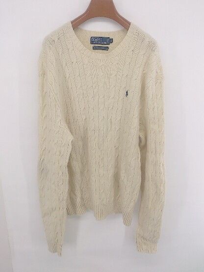 POLO RALPH LAUREN ケーブルニット アンゴラ混 ウール混 長袖 ニット セーター サイズXL アイボリー メンズ E 1307250003027