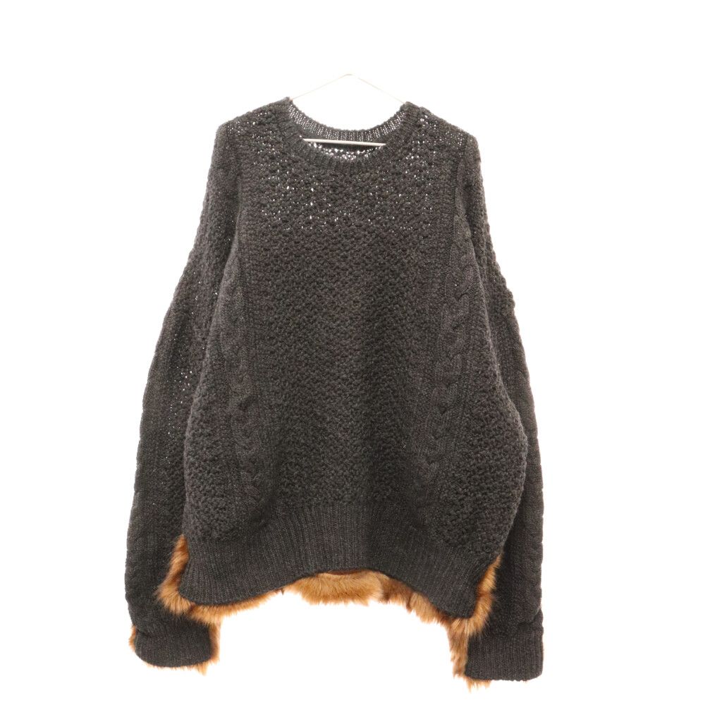 FACETASM (ファセッタズム) 20AW FAUX FUR KNIT フェイクファー切替 ニットセーター MORK-KN-M04  ブラウン/ブラック - メルカリ