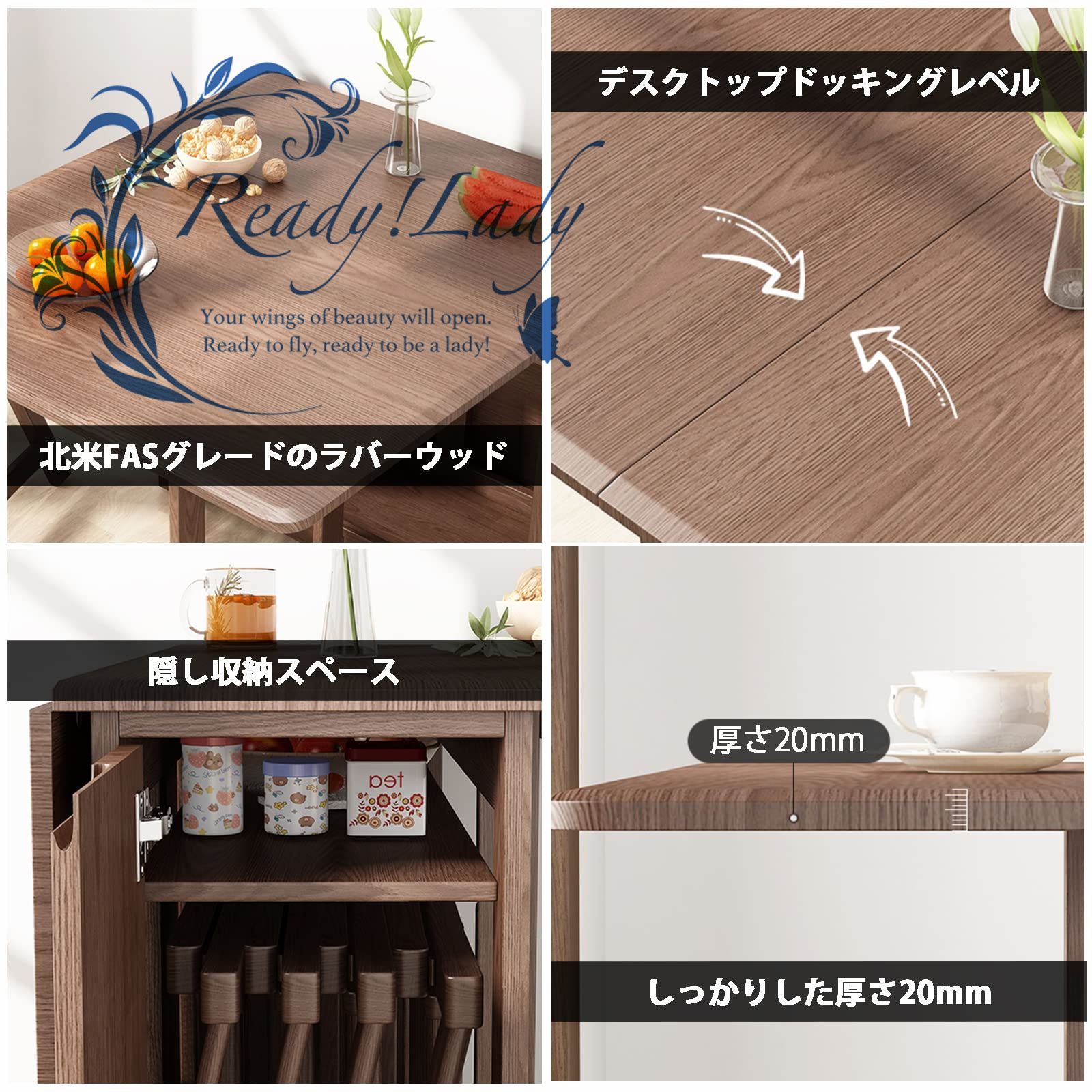 折りたたみダイニングテーブル 移動可能で伸縮可能なキッチン