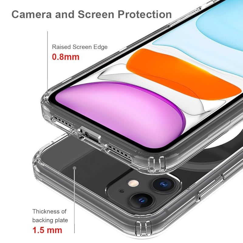 iPhone 11 ケース MagSafe対応 背面 クリア PC 米軍MIL規格 iPhone11 ケース 耐衝撃 TPU すり傷防止 iPhone11 ケース ワイヤレス充電対応 PinLiSheng(クリアMagSafe, iPhone 11)