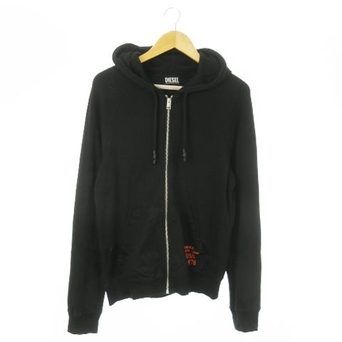 ディーゼル DIESEL UMLT-BRIANZ-W ジップアップパーカー ロゴ刺繍 M 黒 ブラック A03093 |AO17 GY18 メンズ