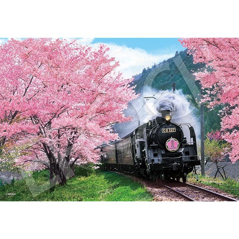 エポック社 300ピース ジグソーパズル 日本風景 桜と大井川鐵道ー静岡 26×38cm 28-046s のり付き ヘラ付き 点数券付き EPOCH