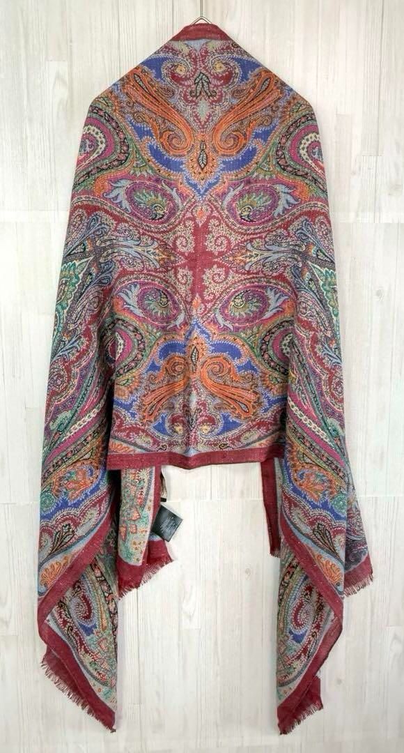 ETRO エトロ シルク カシミヤ 綿 ペイズリー 大判 ストール