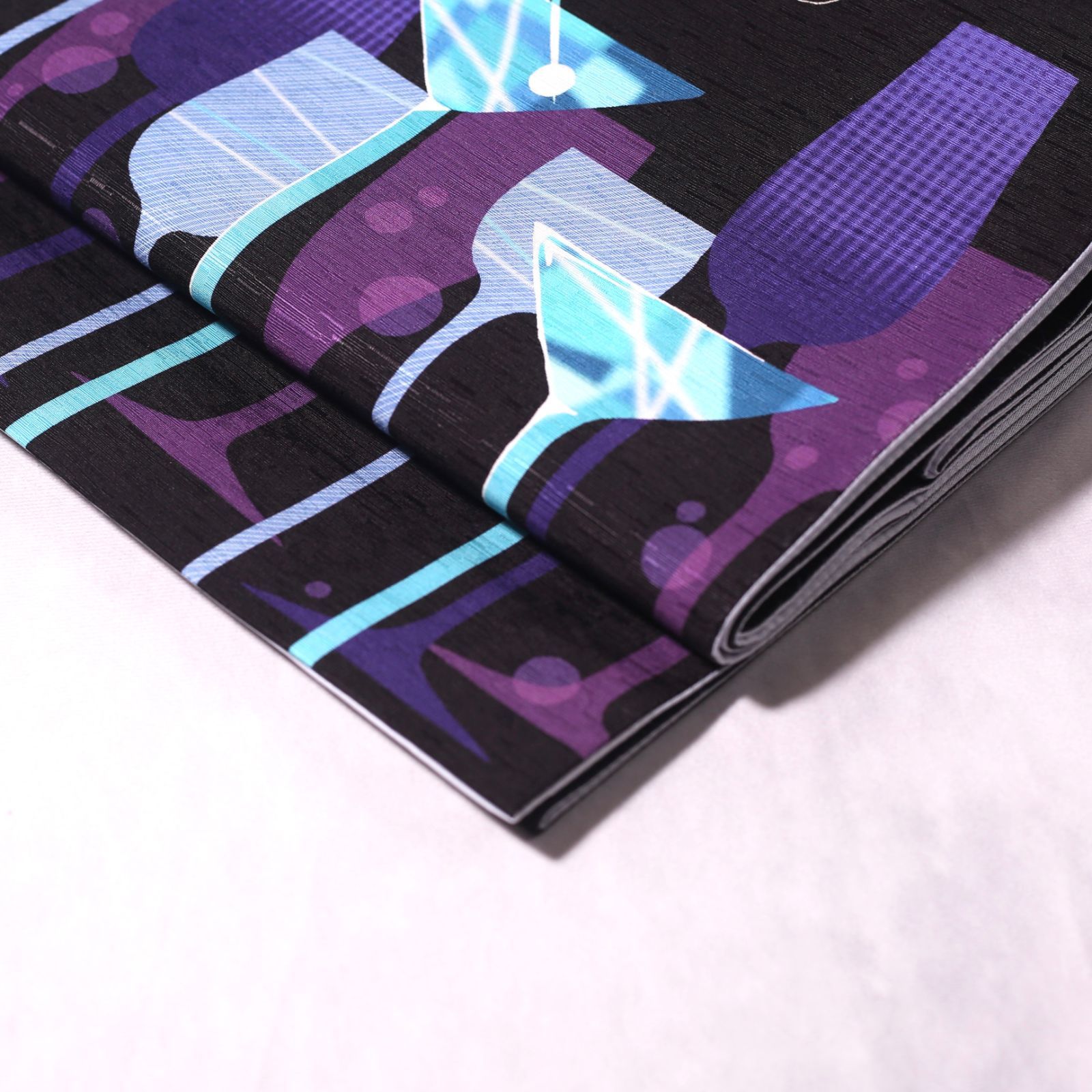 正絹　袋帯　美品　紫　チェック Kisste 京袋帯 正絹 帯 紫 華紋 日本製 うれしづくし 色無地