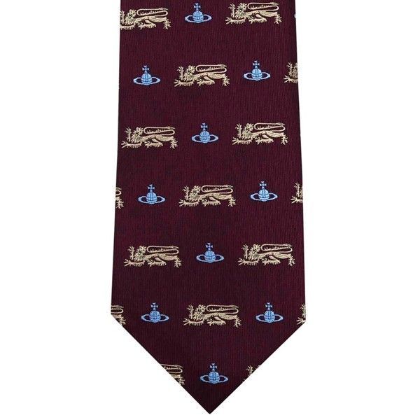 Vivienne Westwood ヴィヴィアン ウェストウッド ネクタイ ボルドー系 モチーフ柄 イタリー製 シルク100％ AW25 81050004-W0195-I401-BORDEAUX