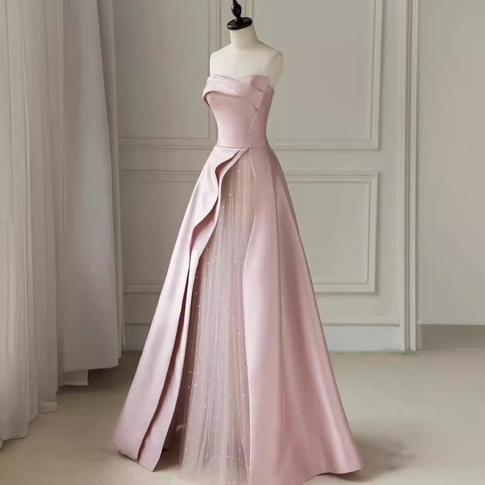 ✟ レディース 夏 パーティー用 蓬蓬Aラインドレス ピンク ブラックピンク 上品 名媛風 結婚式 成人式 司会 披露宴ワンピースss
