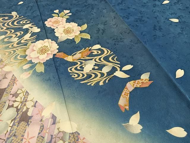 平和屋着物■豪華振袖　飛鶴花車文　暈し染め　金銀彩　正絹　逸品　DAAS9332ma