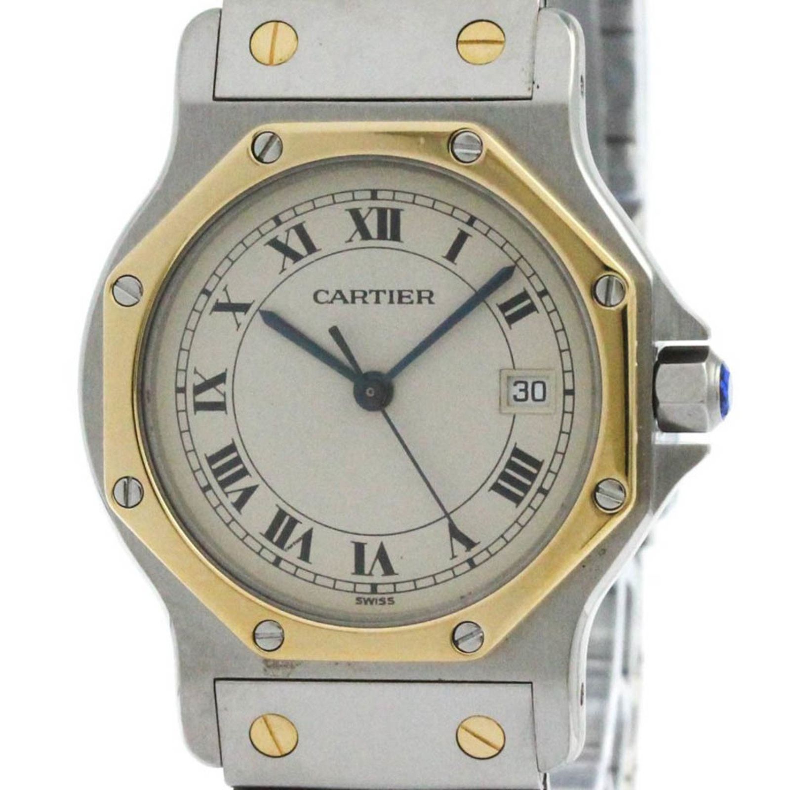 カルティエ CARTIER サントス オクタゴン MM K18 ゴールド ステンレススチール クォーツ ボーイズ 時計 187902 外装仕上げ済み