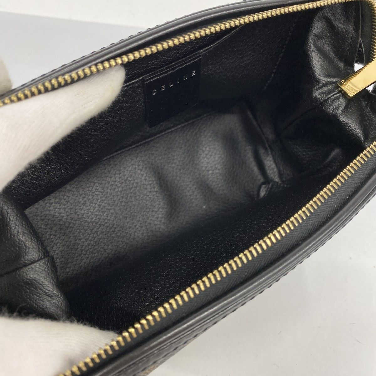 5ic3831-h】セリーヌ ポーチ マカダム PVC ブラック ゴールド金具  