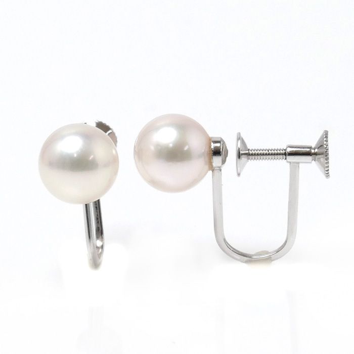 MIKIMOTO ミキモト K18WG ホワイトゴールド イヤリング PE-1BU パール ...