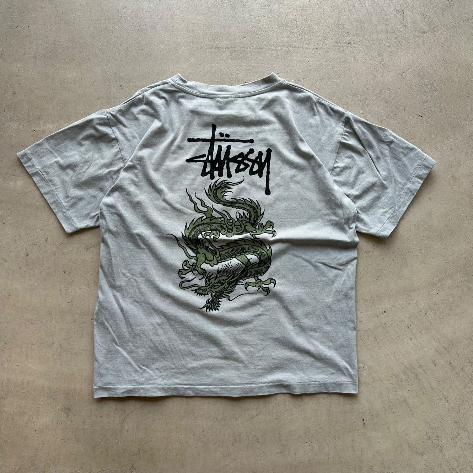 80s-90s stussy 白タグドラゴンプリント レア good design 面 シングルステッチ old stussy オールド ステューシー  - メルカリ