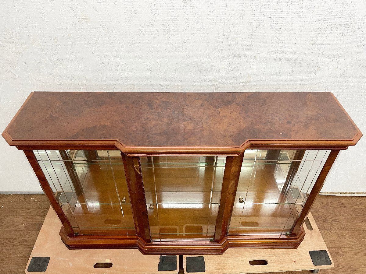 イタリア製 キャビネット サイドボード 飾り棚 収納 ミラーバック ガラス棚 ショーケース アンティーク 貝1267