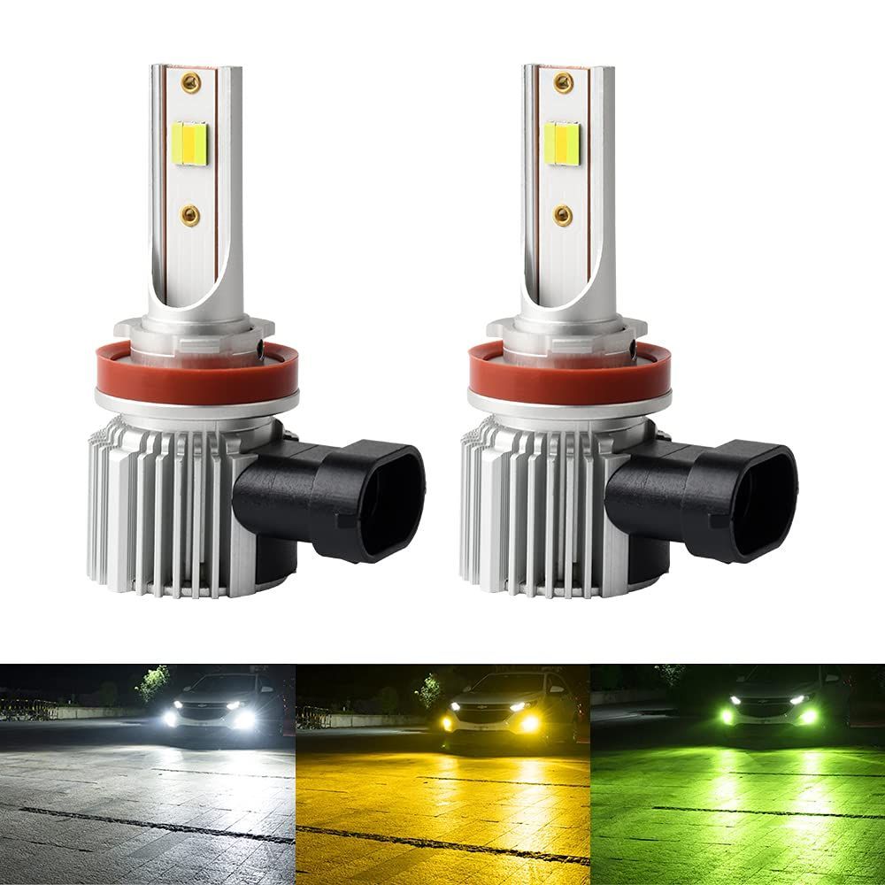 Catland H8 H11 H16 LED フォグランプ イエロー レモンイエロー ホワイト 3色切替 LEDフォグ ヘッドライト 黄色 3000K 白色 6000K レモン ライムイエロー 12V 車用 LEDバルブ 一体型 爆光 CSPチップ搭載