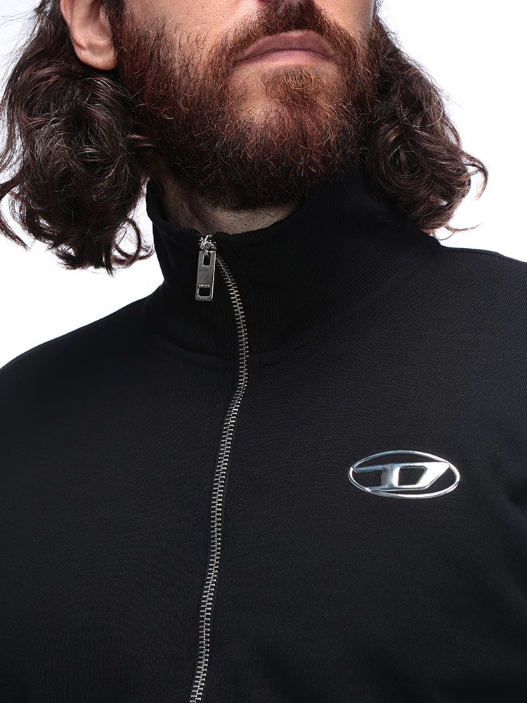DIESEL (ディーゼル) オーバルDメタルロゴ ジップアップスウェット