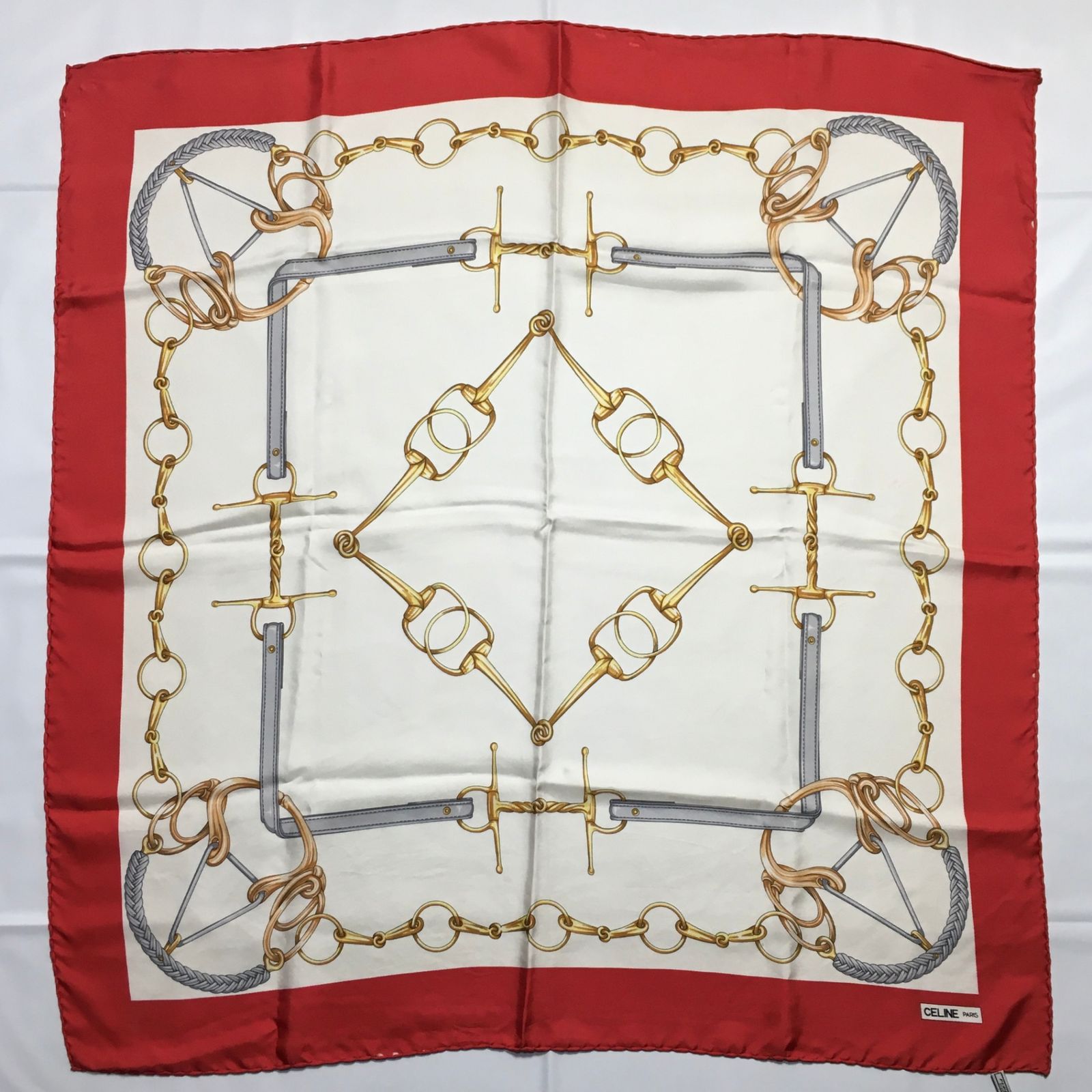 2508-203｜美品｜ディオール スカーフ シルク ネイビー トロッター