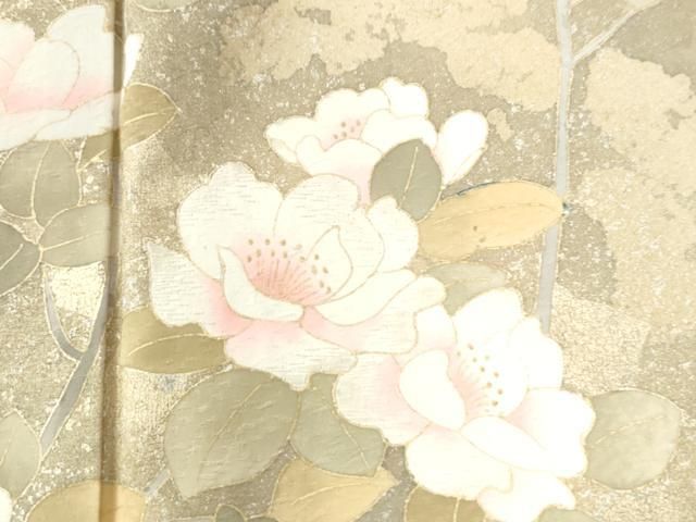 平和屋着物▽訪問着 単衣 菊牡丹文 暈し染め 金彩 正絹