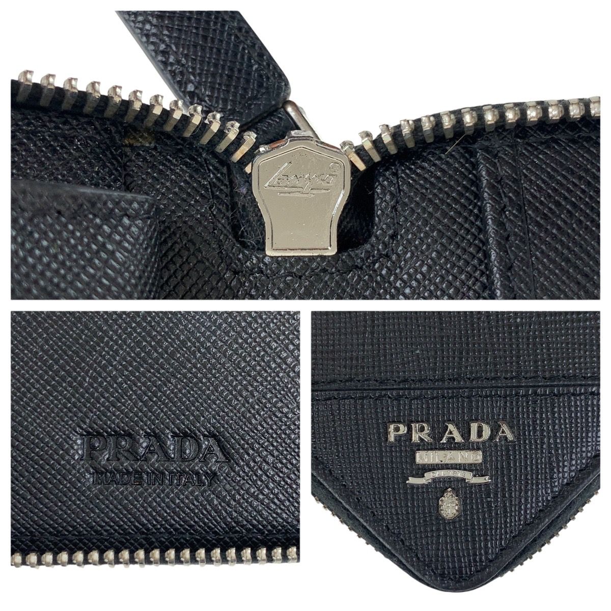 美品 PRADA プラダ サフィアーノ 三角ロゴプレート ブラック 黒 