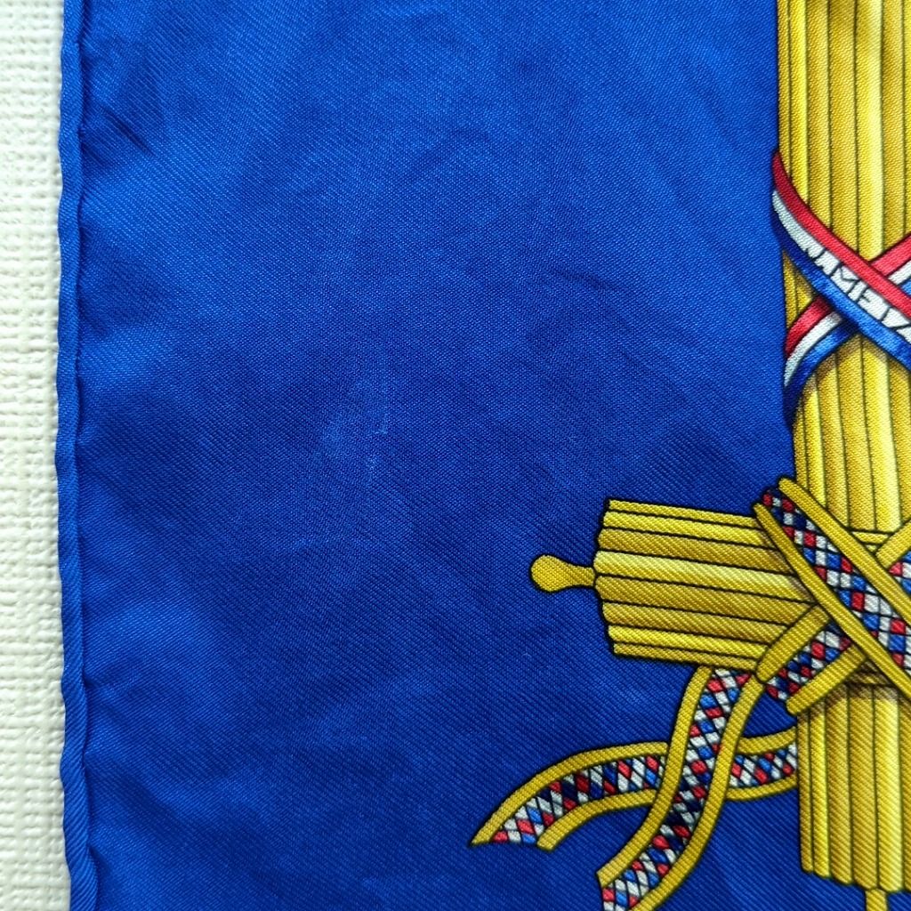 エルメス 100% シルク スカーフ カレ90 ブルー レッド フランス製 1789