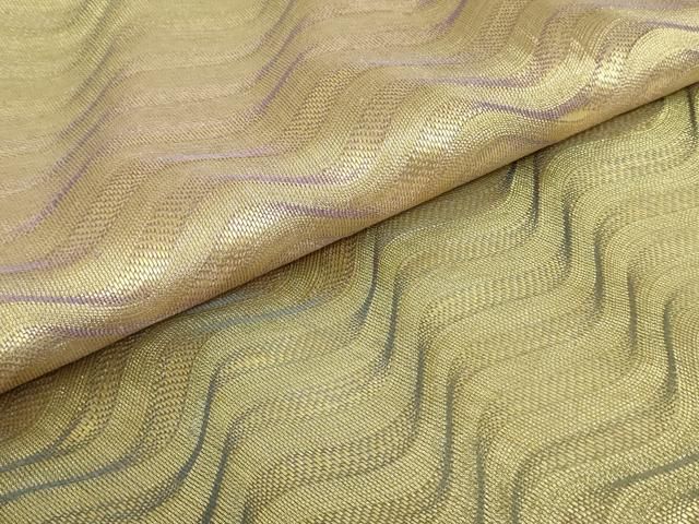 平和屋着物●ひなや工房　くむ・あむ・おる　伊豆蔵明彦　組織　太鼓柄袋帯　よろけ縞　金糸　正絹　逸品　DAAT0147ob 平和屋着物○ひなや工房 くむ・あむ・おる 伊豆蔵明彦 組織 太鼓柄袋帯