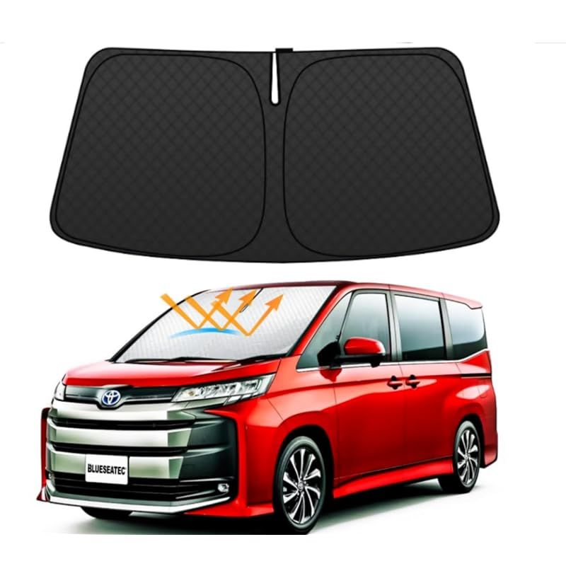 革新型 BLUESEATECトヨタ 新型 ヴォクシー ノア 90系 フロントガラスサンシェード VOXY NOAH 4代目 R90W型 R4.1? 車用サンシェード 日よけ UVカット 6層構造 遮光 断熱 夏 紫外線 隙なし 光漏れない 置く