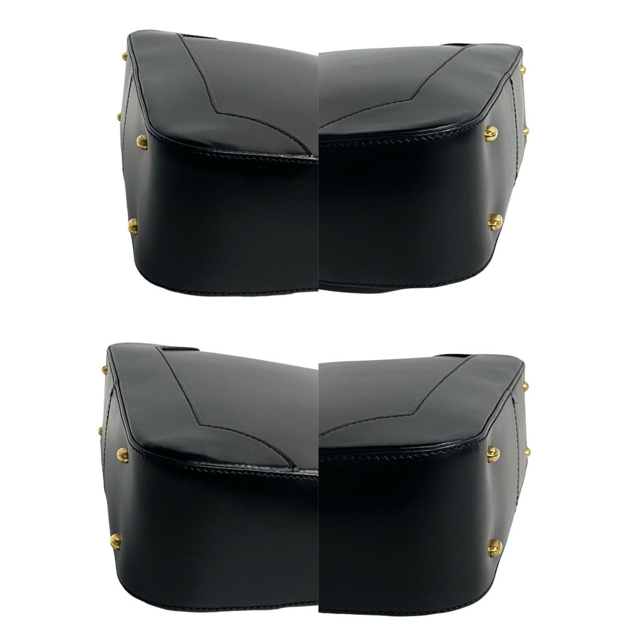 極 美品 CELINE セリーヌ ロゴ リング 金具 レザー 本革