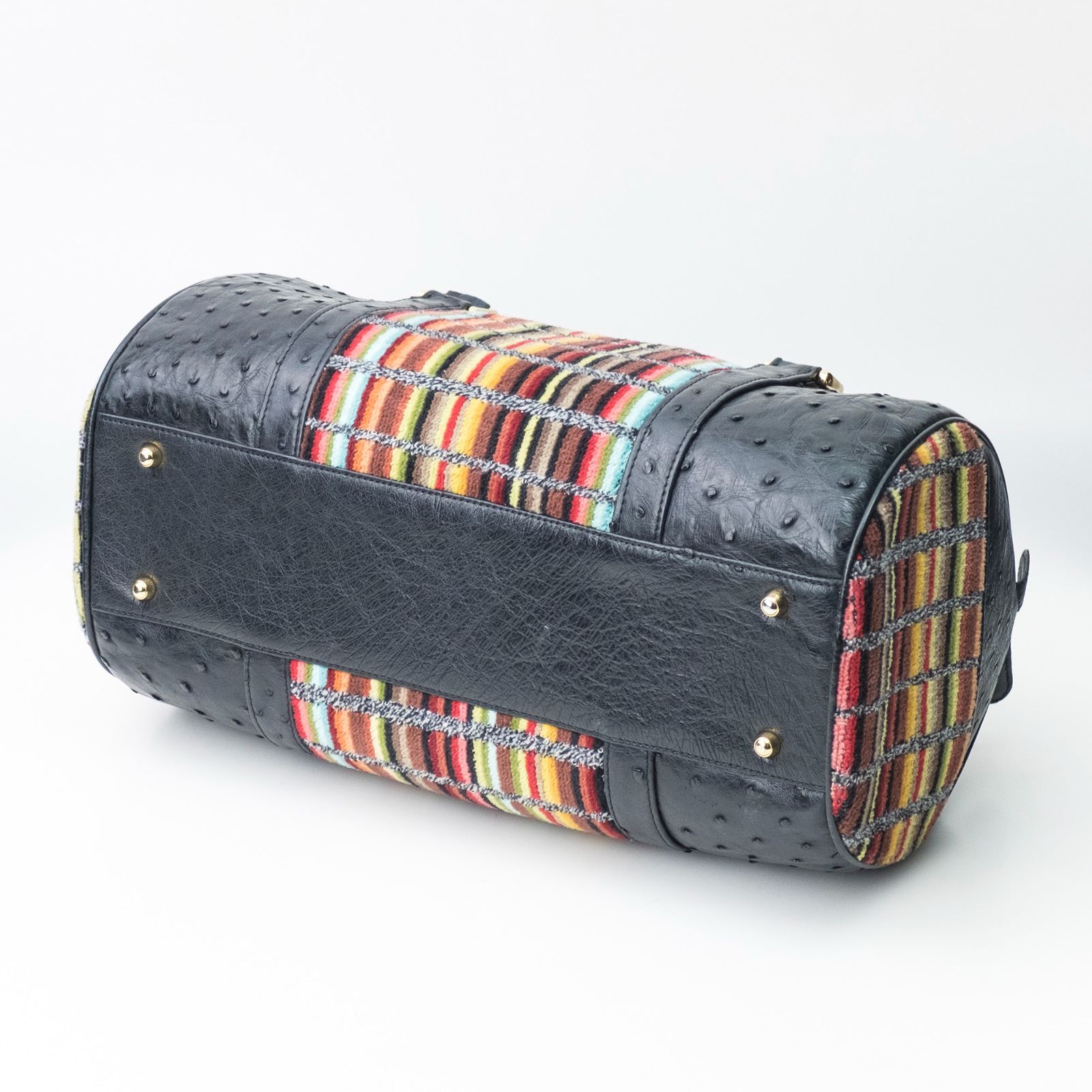 CARACARA カラカラ バッグ オーストリッチ 本革 鍵付 ブラウン 美品