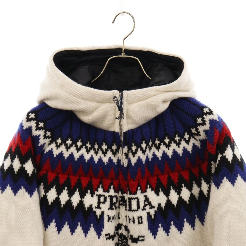 PRADA (プラダ) ウールカシミヤ混紡 ノルディック柄ロゴダウン 