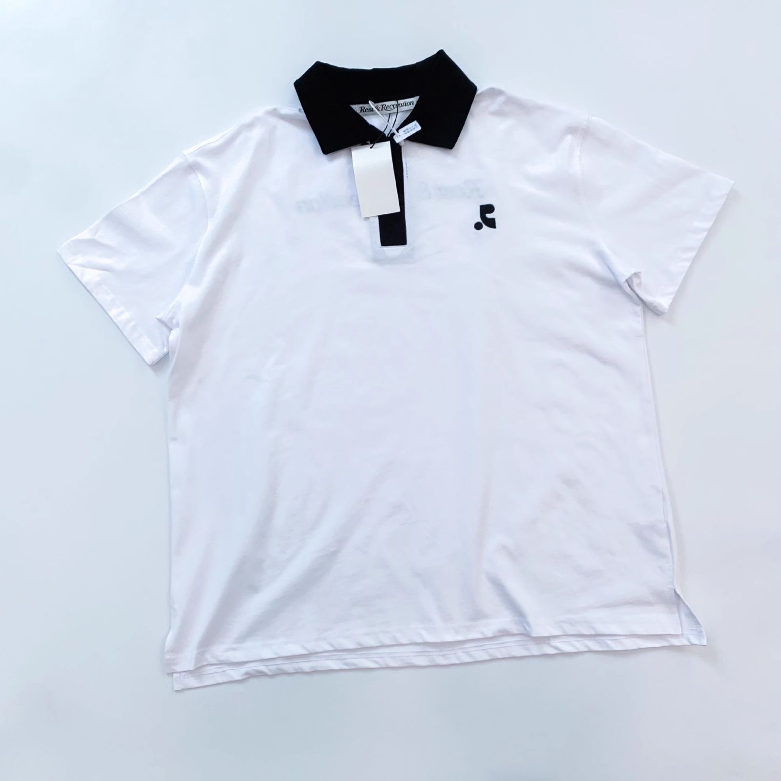 Rest-Recreation RR ロゴ 配色切り替えポロシャツ ユニセックスデザイン 半袖Tシャツ風トップス